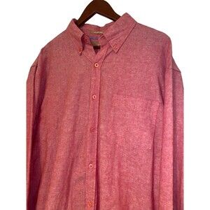 BRUNO Mens Red Linen Button Collard Long Sleeve Shirt- XL